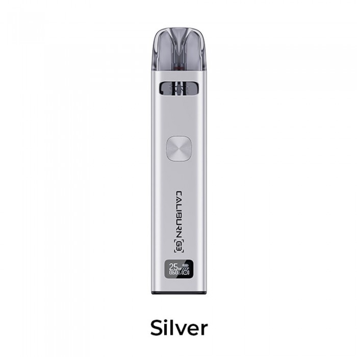 Uwell Caliburn G3 Pod Gümüş renkli, 25W ayarlı elektronik sigara.