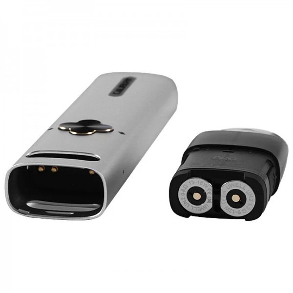 Uwell Caliburn Explorer Pod 32W gümüş gövde ve siyah kartuş detayı.